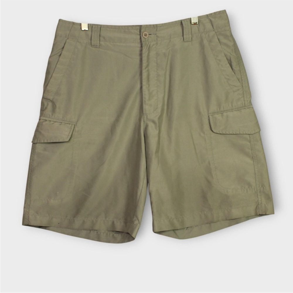 VTG Quicksilver Baggy Cargo Shorts Mens 32 x 9" Green Y2K Skater Vent Pockets